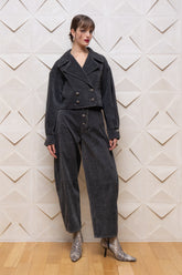 Gray Denim Barrel Fit Pants