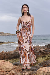 Printed Dress with Front Slits