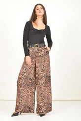 Women’s Wide Leg Leopard Print Trousers