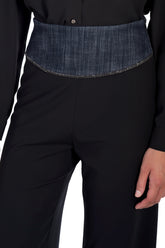 Cropped Pants with Denim Waistband
