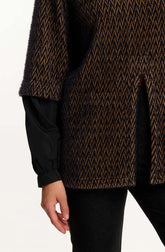 Textured Chevron Knit Top – Relaxed Fit Warm Winter Pullover