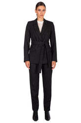Black Pinstripe Trousers – Tailored Straight-Leg Pants