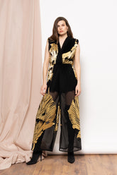Cyra Jumpsuit in Black and Gold
