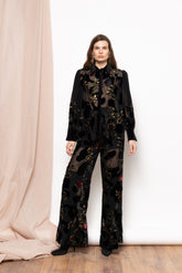Lucila Pants – Sheer Black with Embroidered Florals