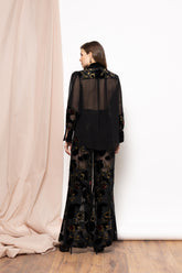 Lucila Shirt – Sheer Black with Embroidered Florals