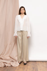 Rome Shirt – Sheer White Ruffle Blouse