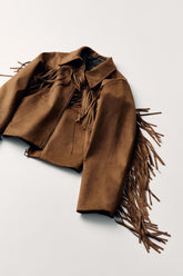 Faux Suede Fringed Jacket