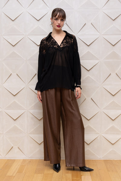 Lace Detail Chiffon Blouse
