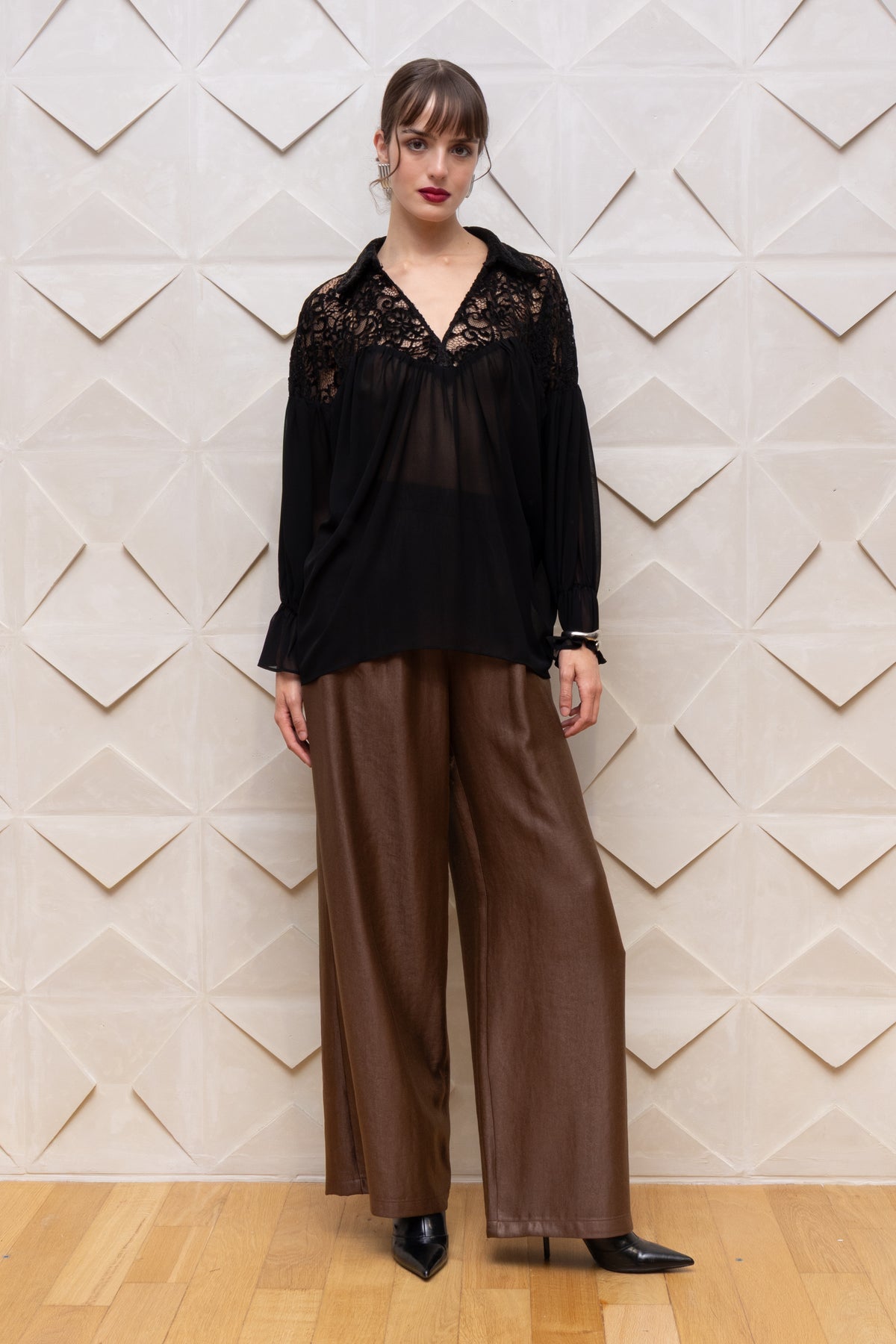 Lace Detail Chiffon Blouse