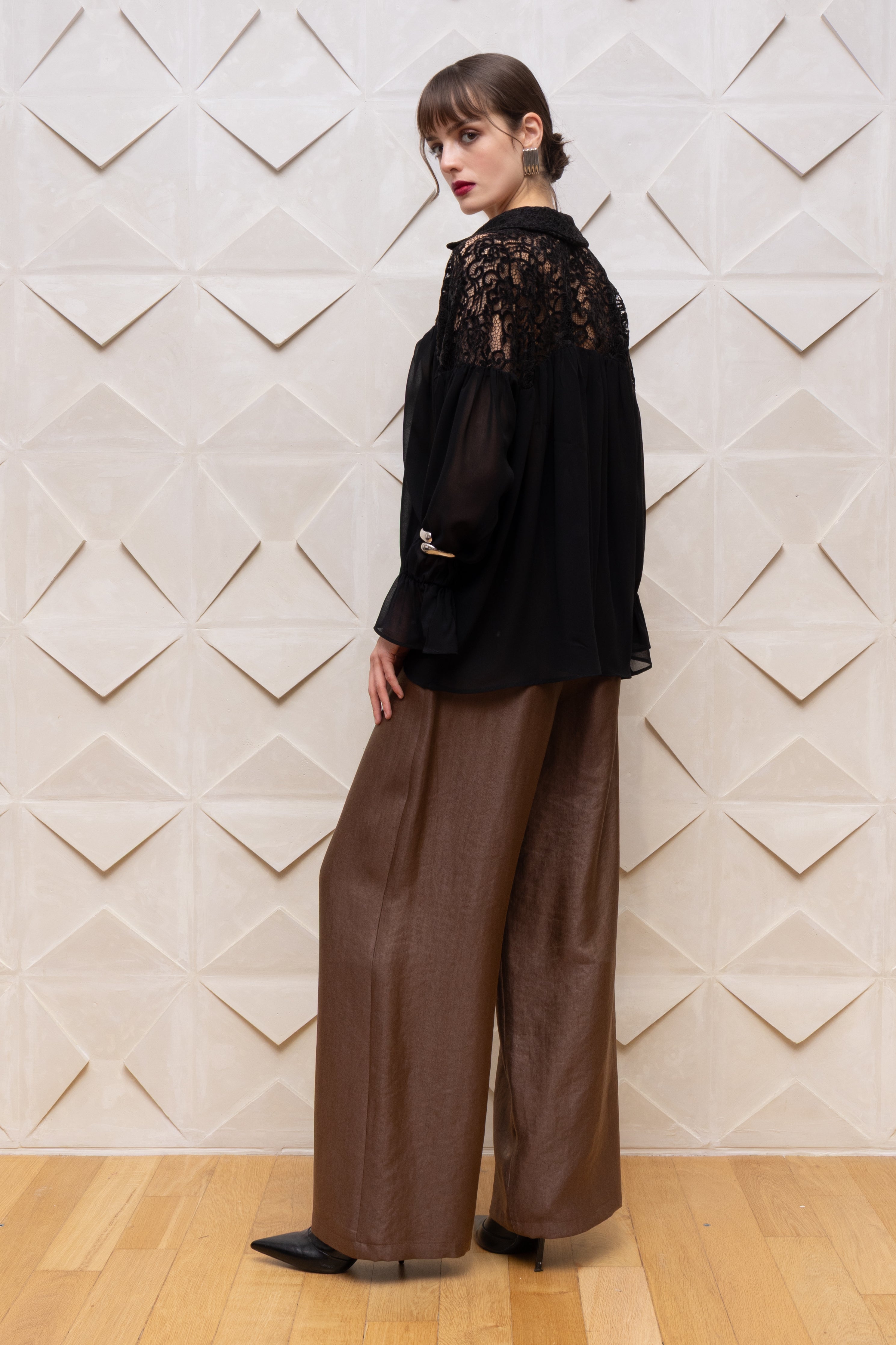 Lace Detail Chiffon Blouse