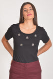 T-Shirt with Embroidered Jewels