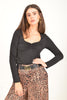 Women’s Sweetheart Neckline Long Sleeve Top with Ruched Detail