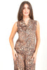 Women’s Leopard Print Sleeveless Top with Bow Tie Neck