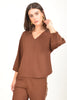 V-Neck Relaxed Top with Side Stripe