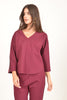 V-Neck Relaxed Top with Side Stripe