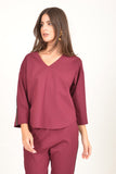 V-Neck Relaxed Top with Side Stripe