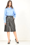 Black Faux Leather Culotte