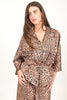 Women’s Leopard Print Zip-Up Jacket with Waist Tie