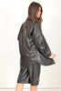 Black Faux Leather Shacket