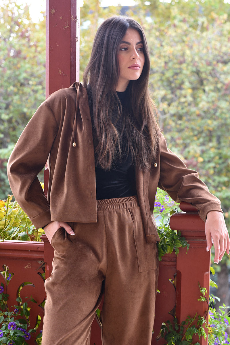 Suede effect Jacket with hood