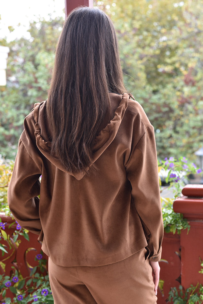 Suede effect Jacket with hood