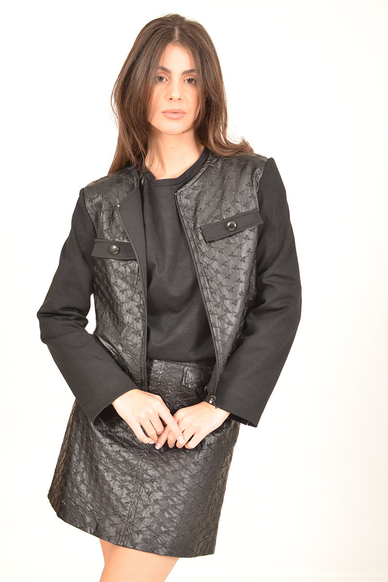 Quilted Faux Leather Jacket