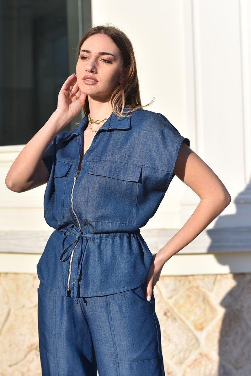 Denim Sleeveless Jacket