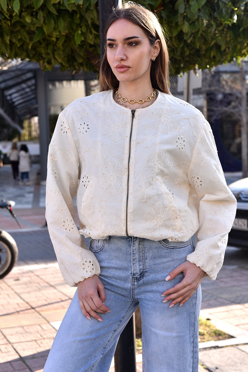 Embroidered bomber jacket