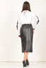 Black Faux Leather Midi Skirt