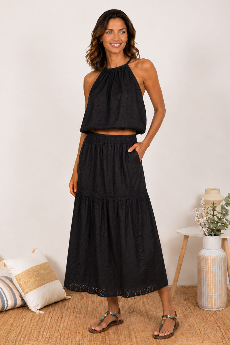 Midi Broderie Skirt