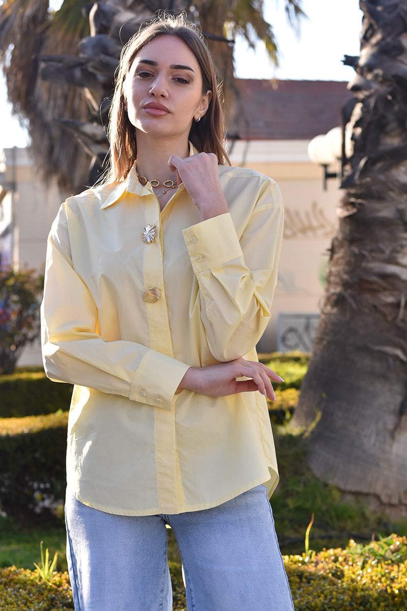 Shirt with Gold Button Details
