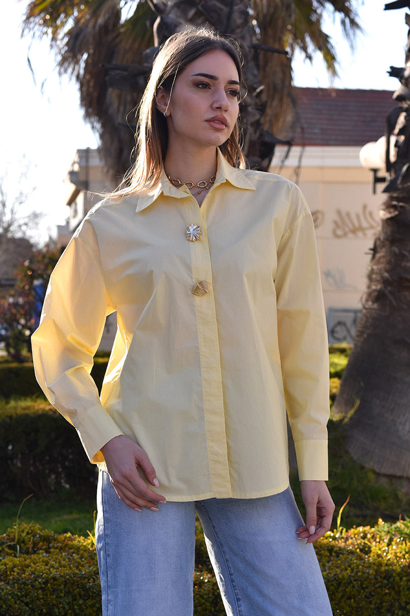 Shirt with Gold Button Details