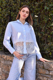 Lace Detail Striped Shirt