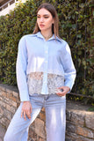 Lace Detail Striped Shirt