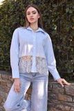 Lace Detail Striped Shirt