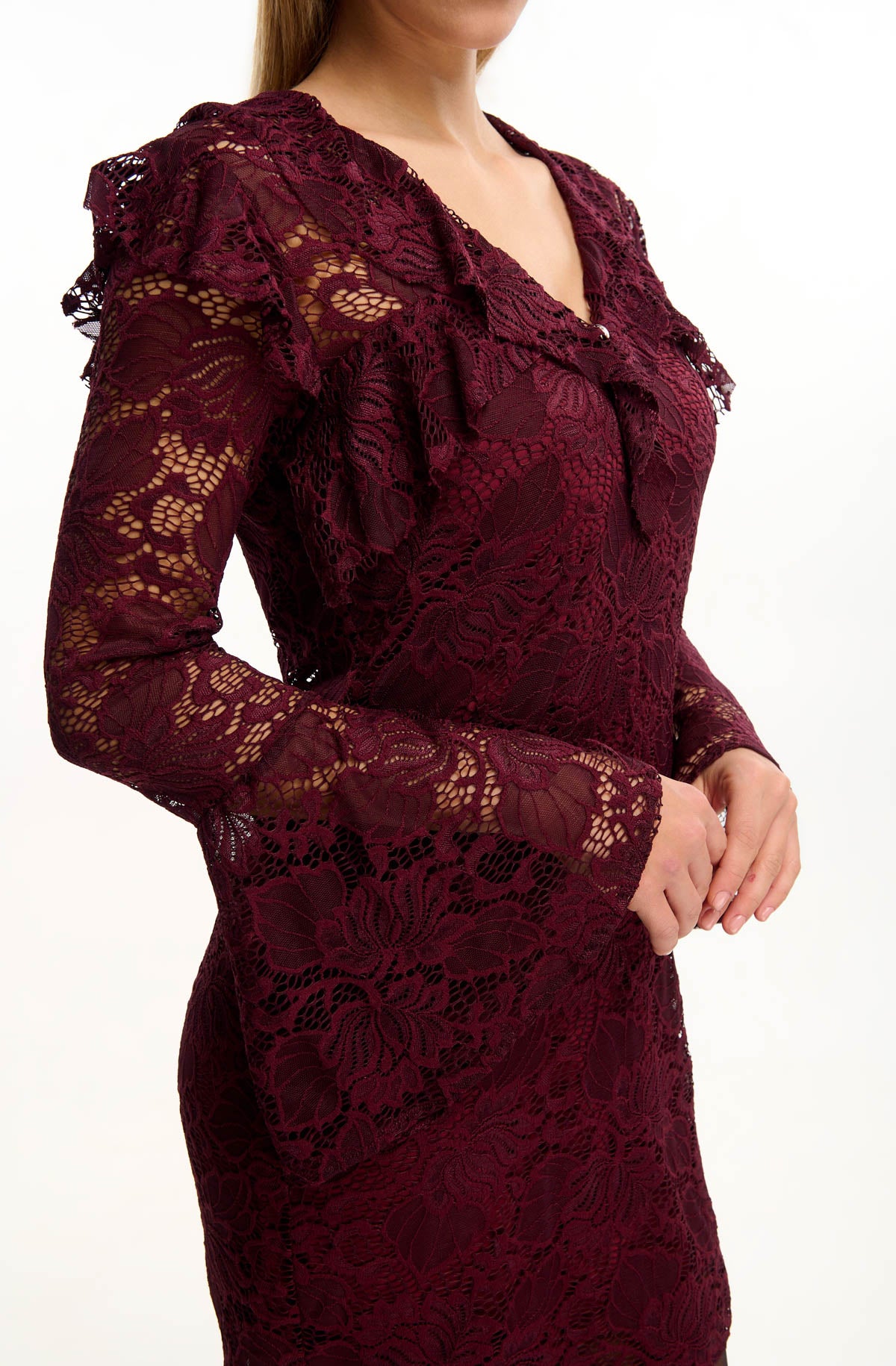 Lace Ruffle Mini Dress