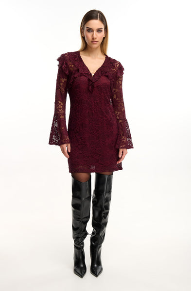 Lace Ruffle Mini Dress