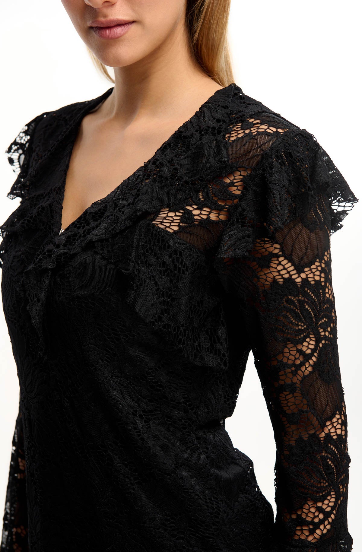 Lace Ruffle Mini Dress