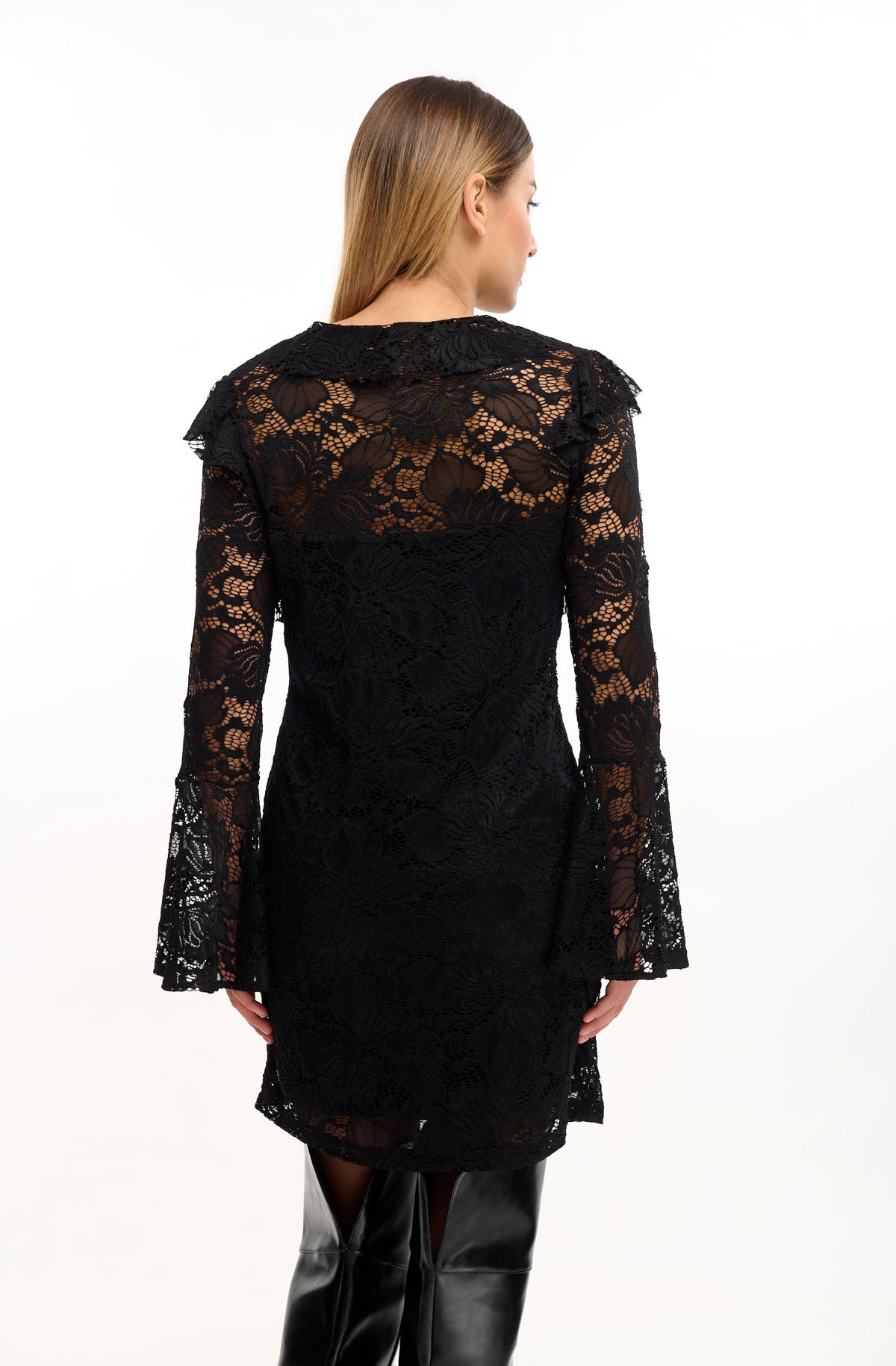 Lace Ruffle Mini Dress