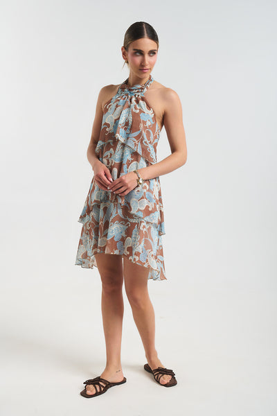 Printed Halter Mini Dress