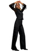 Women's Black Flare Trousers with decorative details
