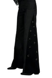 Women's Black Flare Trousers with decorative details