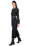 Cropped Pants with Denim Waistband