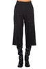 Black Pinstripe Cropped Trousers with embroidered details
