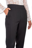 Black Pinstripe Trousers – Tailored Straight-Leg Pants