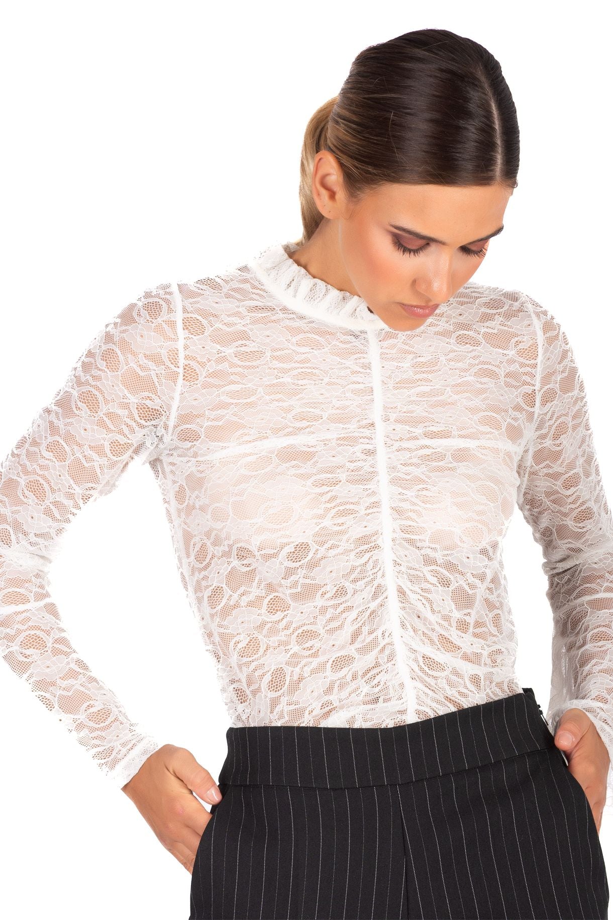 Black Pinstripe Trousers – Tailored Straight-Leg Pants