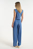 Denim Wide Leg Pants with Side Stripe