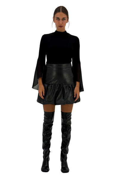 Faux Leather Balloon Mini Skirt