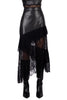 Black Faux Leather & Lace Midi Skirt