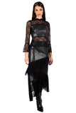 Black Faux Leather & Lace Top
